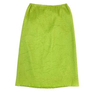 ORIGAMI LIME Green Sculptural Midi Skirt | M